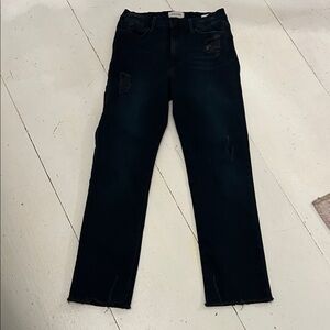 Frame Le High Straight Women's midnight blue Jeans. Light distressing